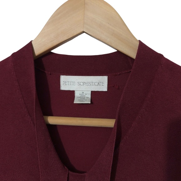 Petite Sophisticate Womens Silk Blend Knit Top with Tie Bow at Neck Office Work - Picture 3 of 5